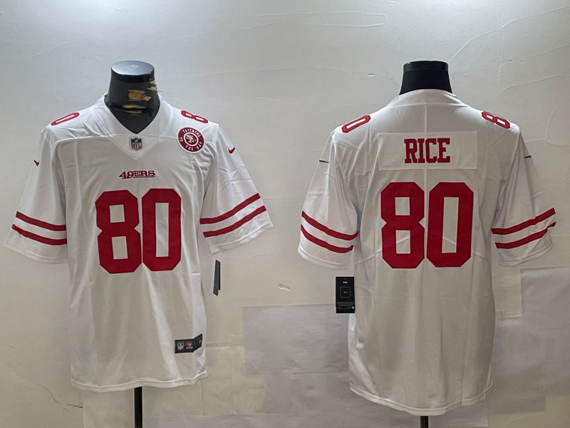 Men San Francisco 49ers #80 Rice White Second generations 2024 Nike Limited NFL Jersey style 2->->